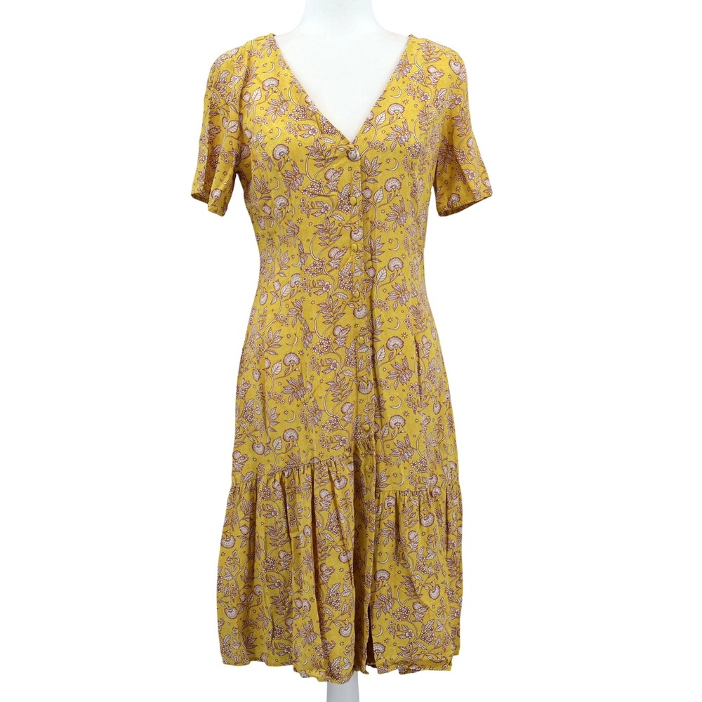MNG Basics Midi Dress Womens 4 Yellow Hedgehog‎ Dandelion Boho Kitschy Whimsical